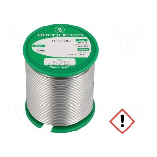 Soldering wire | Sn99,3Cu0,7 | 1.5mm | 0.25kg | lead free | 220°C