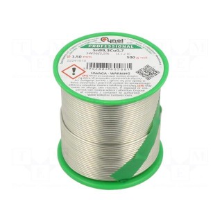 Soldering wire | Sn99,3Cu0,7 | 1.5mm | 500g | lead free | reel | 227°C