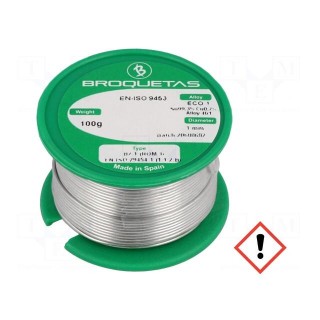 Soldering wire | Sn99,3Cu0,7 | 1mm | 0.1kg | lead free | Package: reel