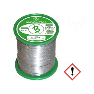 Soldering wire | Sn99,3Cu0,7 | 1mm | 0.25kg | lead free | Package: reel