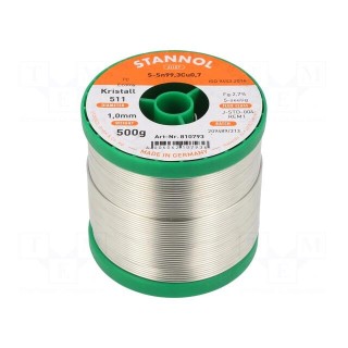 Soldering wire | Sn99,3Cu0,7 | 1mm | 0.5kg | lead free | reel | 227°C