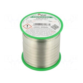 Soldering wire | Sn99,3Cu0,7 | 1mm | 500g | lead free | reel | 227°C
