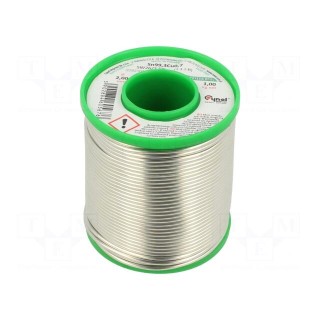 Soldering wire | Sn99,3Cu0,7 | 2mm | 1000g | lead free | reel | 227°C