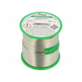 Soldering wire | Sn99,3Cu0,7 | 2mm | 500g | lead free | reel | 227°C