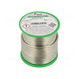 Soldering wire | Sn99,3Cu0,7 | 3mm | 500g | lead free | reel | 227°C
