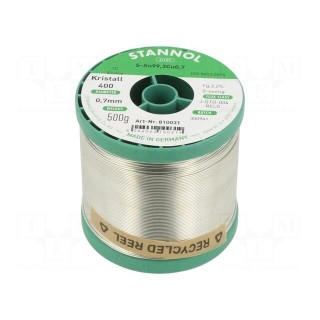 Soldering wire | Sn99Cu1 | 700um | 0.5kg | lead free | Package: reel