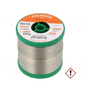 Soldering wire | Sn99,3Cu0,7 | 700um | 0.5kg | lead free | reel | 227°C