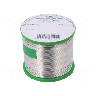 Soldering wire | Sn99Ag0,3Cu0,7 | 0.8mm | 500g | lead free | reel | 3%