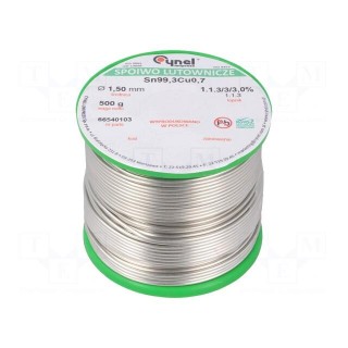 Soldering wire | Sn99Ag0,3Cu0,7 | 1.5mm | 500g | lead free | reel | 3%