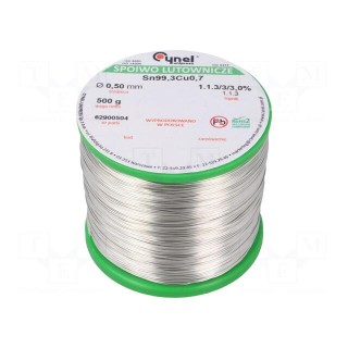 Soldering wire | Sn99Ag0,3Cu0,7 | 500um | 500g | lead free | reel | 3%
