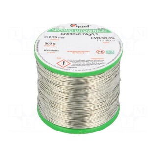 Soldering wire | Sn99Ag0,3Cu0,7 | 700um | 500g | lead free | 216÷227°C