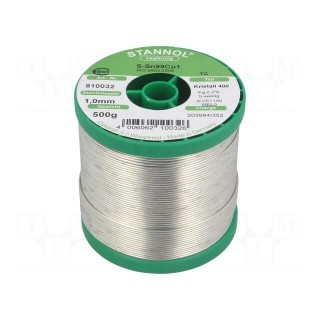 Soldering wire | Sn99Cu1 | 1mm | 0.5kg | lead free | Package: reel