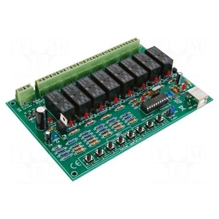 USB relay card | 12÷14VDC | Ch: 8 | 9÷10VAC