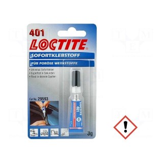 Cyanoacrylate adhesive | colourless | tube | LOCTITE 401 | 2÷180s