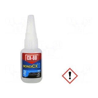 Ethyl cyanoacrylate glue; liquid; plastic container; 20g