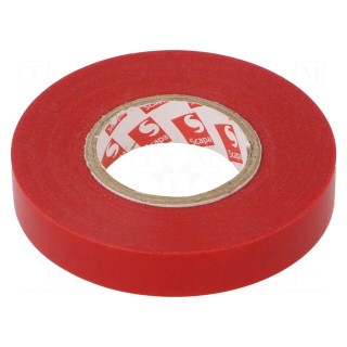 Tape: electrical insulating | W: 12mm | L: 25m | Thk: 0.13mm | red | 180%