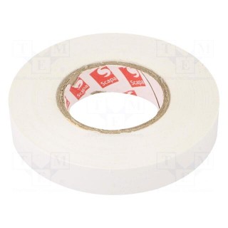 Tape: electrical insulating | W: 12mm | L: 25m | Thk: 130um | white | 180%