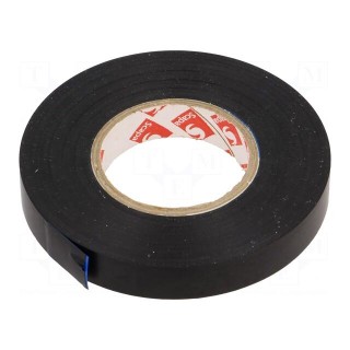 Tape: electrical insulating | W: 12mm | L: 33m | Thk: 130um | black | 180%