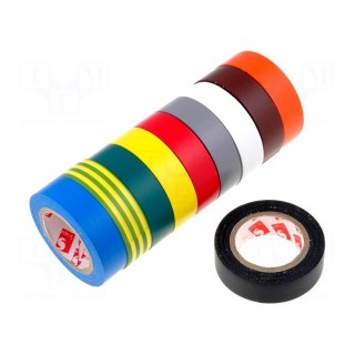 Tape: electrical insulating | W: 15mm | L: 10m | Thk: 0.13mm | rubber