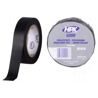 Tape: electrical insulating | W: 15mm | L: 10m | Thk: 0.15mm | black