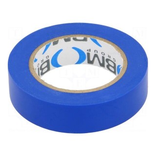 Tape: electrical insulating | W: 15mm | L: 10m | Thk: 0.15mm | blue | 200%