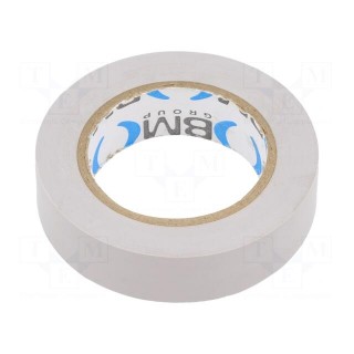 Tape: electrical insulating | W: 15mm | L: 10m | Thk: 0.15mm | grey | 200%