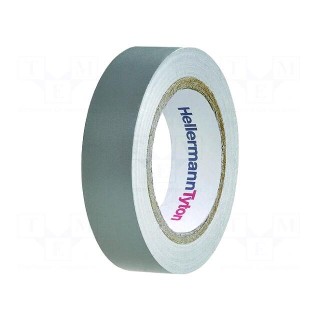 Tape: electrical insulating | W: 15mm | L: 10m | Thk: 0.15mm | grey | 220%