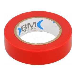 Tape: electrical insulating | W: 15mm | L: 10m | Thk: 0.15mm | red | 200%