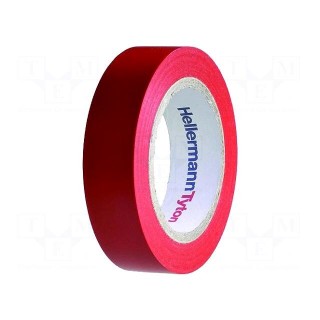 Tape: electrical insulating | W: 15mm | L: 10m | Thk: 0.15mm | red | 220%