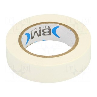 Tape: electrical insulating | W: 15mm | L: 10m | Thk: 0.15mm | white