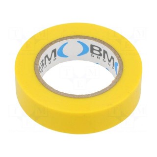 Tape: electrical insulating | W: 15mm | L: 10m | Thk: 0.15mm | yellow