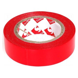 Tape: electrical insulating | W: 15mm | L: 10m | Thk: 0.13mm | red | 180%