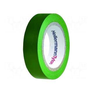 Tape: electrical insulating | W: 15mm | L: 10m | Thk: 150um | green | 220%