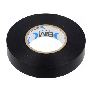 Tape: electrical insulating | W: 15mm | L: 25m | Thk: 0.15mm | black