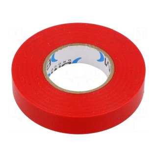 Tape: electrical insulating | W: 15mm | L: 25m | Thk: 0.15mm | red | 200%