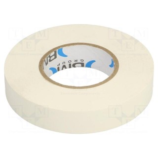 Tape: electrical insulating | W: 15mm | L: 25m | Thk: 0.15mm | white