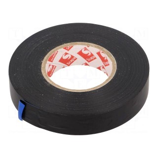 Tape: electrical insulating | W: 15mm | L: 33m | Thk: 130um | black | 180%