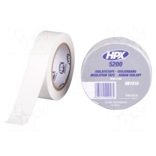 Tape: electrical insulating | W: 19mm | L: 10m | Thk: 0.15mm | white