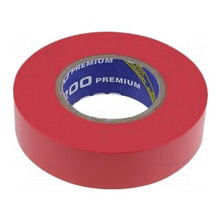 Tape: electrical insulating | W: 19mm | L: 18m | Thk: 0.18mm | red | 260%