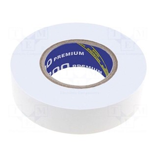 Tape: electrical insulating | W: 19mm | L: 18m | Thk: 0.18mm | white