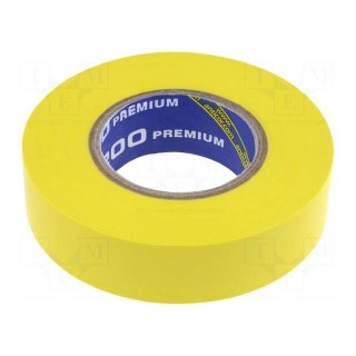 Tape: electrical insulating | W: 19mm | L: 18m | Thk: 0.18mm | yellow