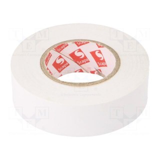 Tape: electrical insulating | W: 19mm | L: 20m | Thk: 0.13mm | white