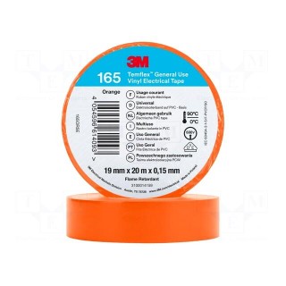 Tape: electrical insulating | W: 19mm | L: 20m | Thk: 0.15mm | orange