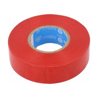 Tape: electrical insulating | W: 19mm | L: 20m | Thk: 0.15mm | red | 90°C