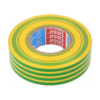Electrically insulated tape | PVC | W: 19mm | L: 20m | yellow-green