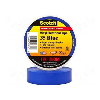 Tape: electrical insulating | W: 19mm | L: 20m | Thk: 0.178mm | blue