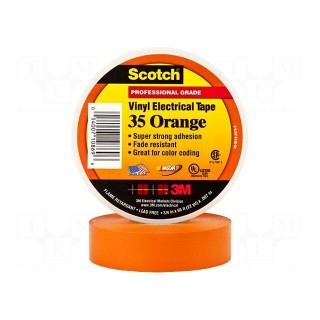 Tape: electrical insulating | W: 19mm | L: 20m | Thk: 0.178mm | orange