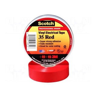 Tape: electrical insulating | W: 19mm | L: 20m | Thk: 0.178mm | red | 225%