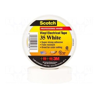 Tape: electrical insulating | W: 19mm | L: 20m | Thk: 0.18mm | white