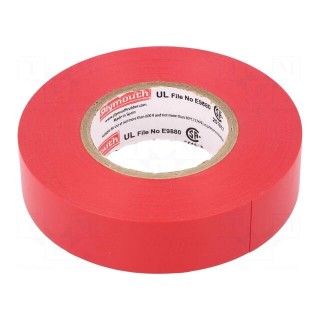 Tape: electrical insulating | W: 19mm | L: 20m | Thk: 0.18mm | red | 260%